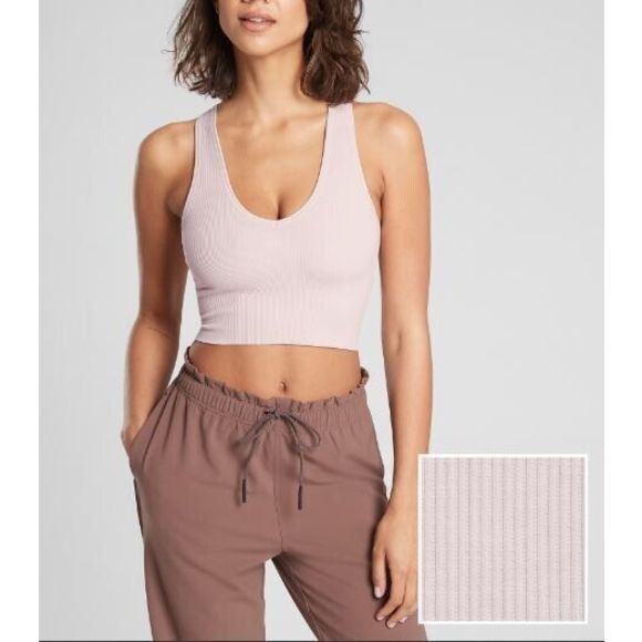 Athleta 556403022 Women's Sz S Veil Gray Aurora Seamless Crop Rib Tank Top - Picture 6 of 7